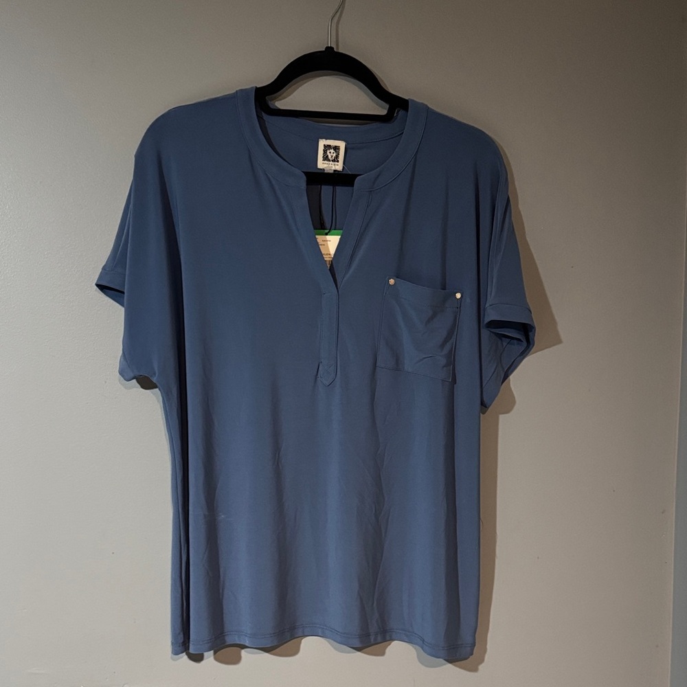Anne Klein Deep‎ Blue Casual Button Down Shirt